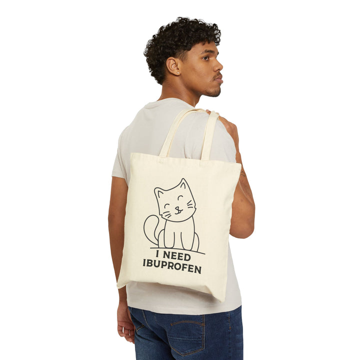 Funny Cat Tote Bag, I Need Ibuprofen Bag, Gift for Cat Lovers, Cute Canvas Grocery Bag, Humor Bag for Nurses, Eco-Friendly Shopping Tote