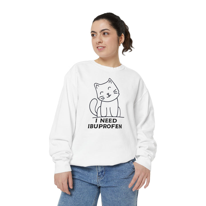 Cat-Themed Sweatshirt Featuring a Playful and Adorable Ghost Cat Holding a Candy Basket Cozy Gift for Cat Lovers Cute Animal Sweatshirt Funny Pet Apparel