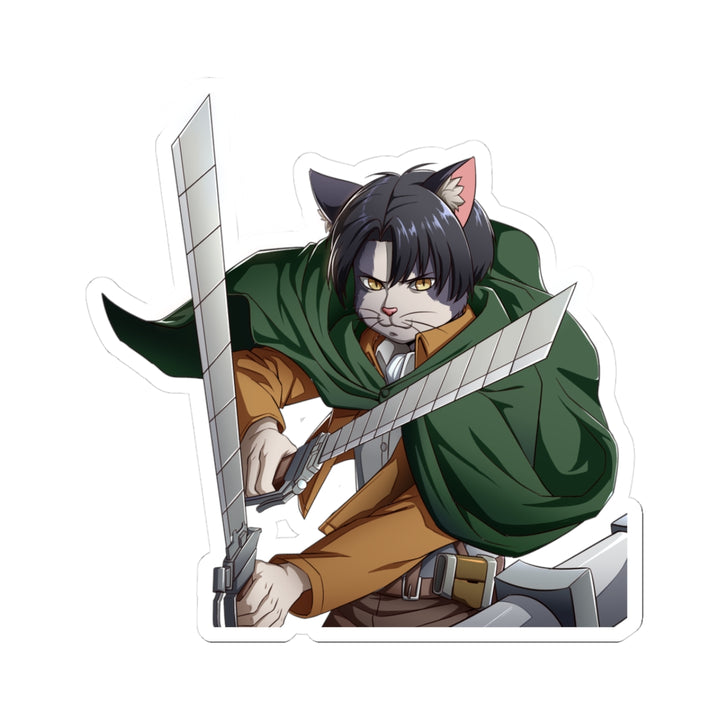 Anime-Inspired Cat Warrior Kiss-Cut Stickers, Decorative Vinyl Wall Stickers, Laptop Decals, Gifts for Otaku, Fun Party Favors