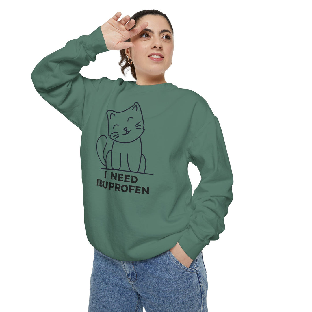 Cat-Themed Sweatshirt Featuring a Playful and Adorable Ghost Cat Holding a Candy Basket Cozy Gift for Cat Lovers Cute Animal Sweatshirt Funny Pet Apparel
