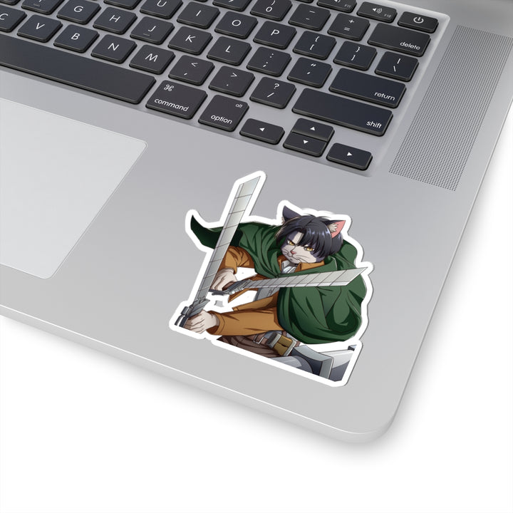 Anime-Inspired Cat Warrior Kiss-Cut Stickers, Decorative Vinyl Wall Stickers, Laptop Decals, Gifts for Otaku, Fun Party Favors