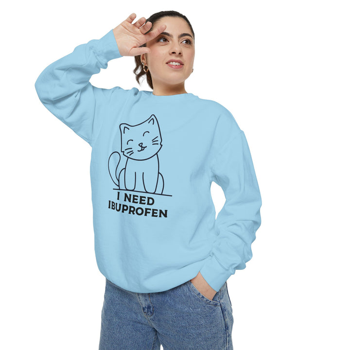 Cat-Themed Sweatshirt Featuring a Playful and Adorable Ghost Cat Holding a Candy Basket Cozy Gift for Cat Lovers Cute Animal Sweatshirt Funny Pet Apparel