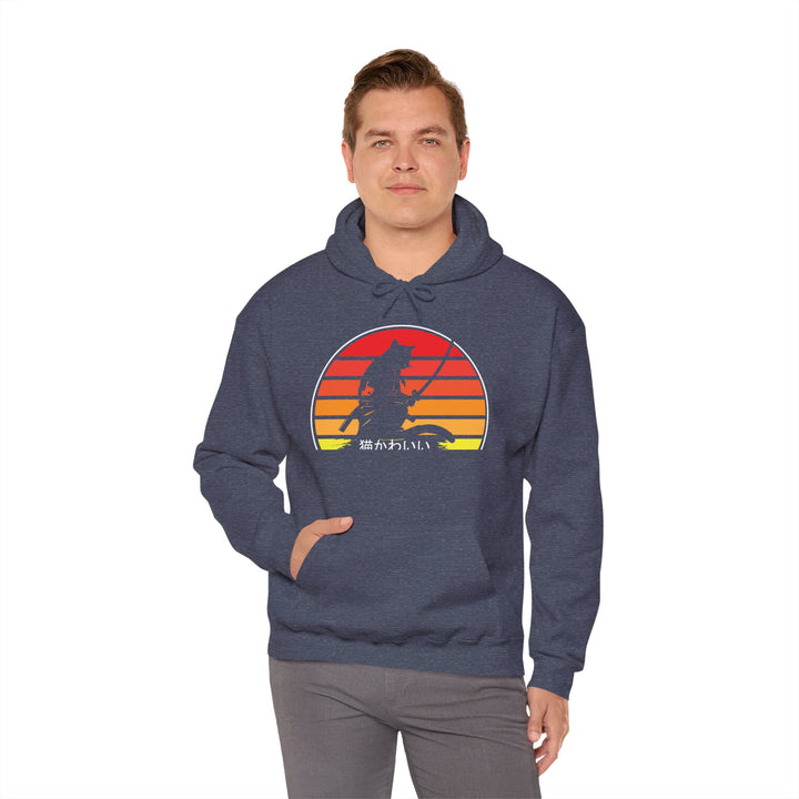 Samurai Cat Sunset Hoodie