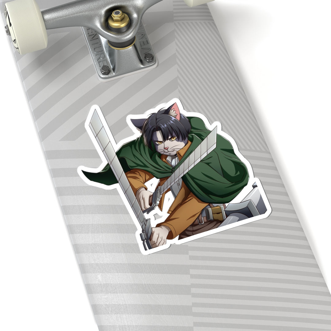 Anime-Inspired Cat Warrior Kiss-Cut Stickers, Decorative Vinyl Wall Stickers, Laptop Decals, Gifts for Otaku, Fun Party Favors