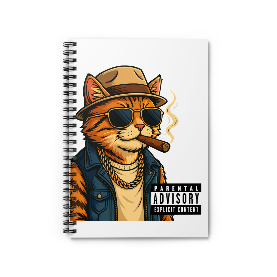 Cool Cat Spiral Notebook - Parental Advisory, Cat Lover Gift, Unique Writing Journal, Fun Office Supply, College Accessories