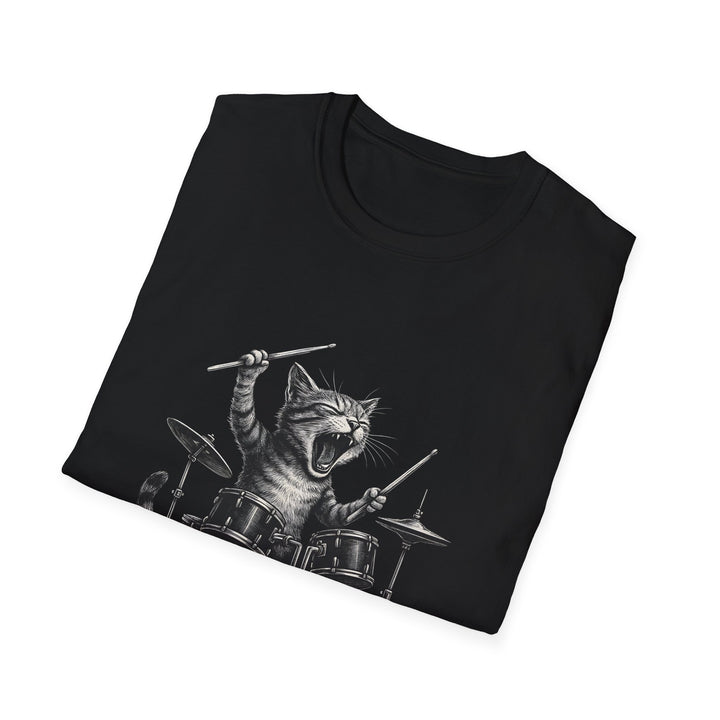 Groovy Cat Drummer Unisex Softstyle T-Shirt