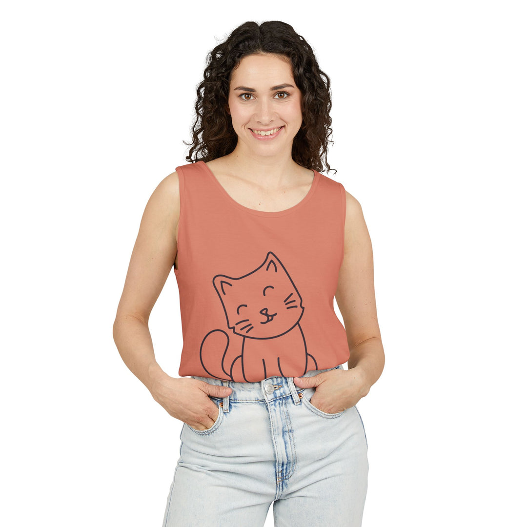 Funny Cat Tank Top, Summer Tee, Gifts for Cat Lovers, Cute Animal Apparel, Relaxing Casual Wear, Women's Funny Shirt