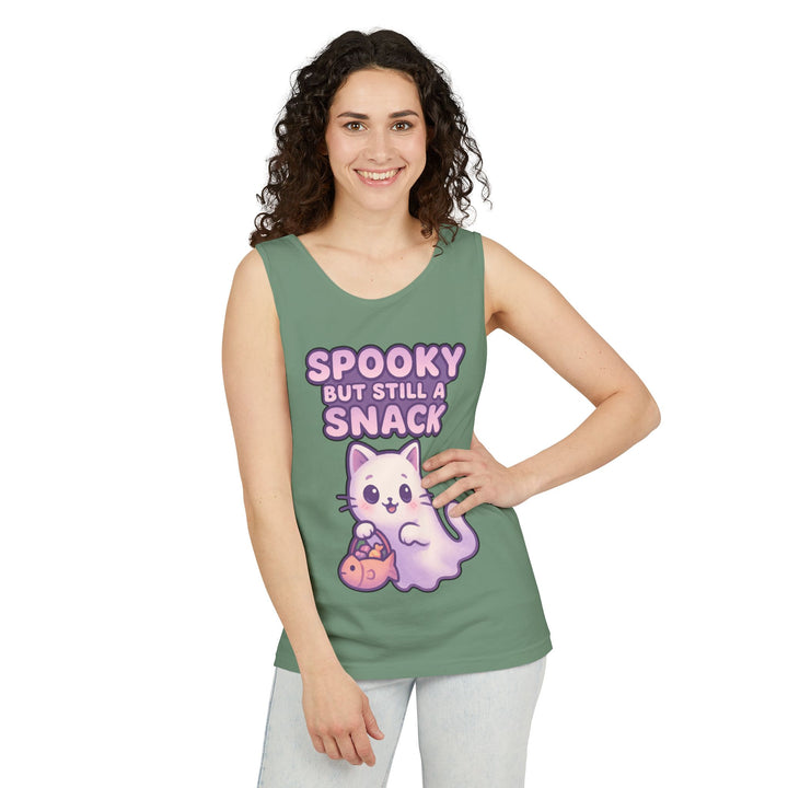 Spooky Snack Unisex Tank Top, Cute Cat Shirt, Halloween Apparel, Casual Wear, Gift for Cat Lovers, Summer Style