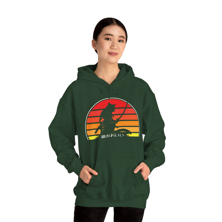 Samurai Cat Sunset Hoodie