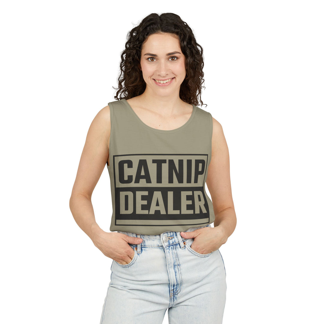 Catnip Dealer Tank Top, Funny Pet Lover Gift, Summer Sleepwear, Cat Mom Shirt, Unisex Casual Wear