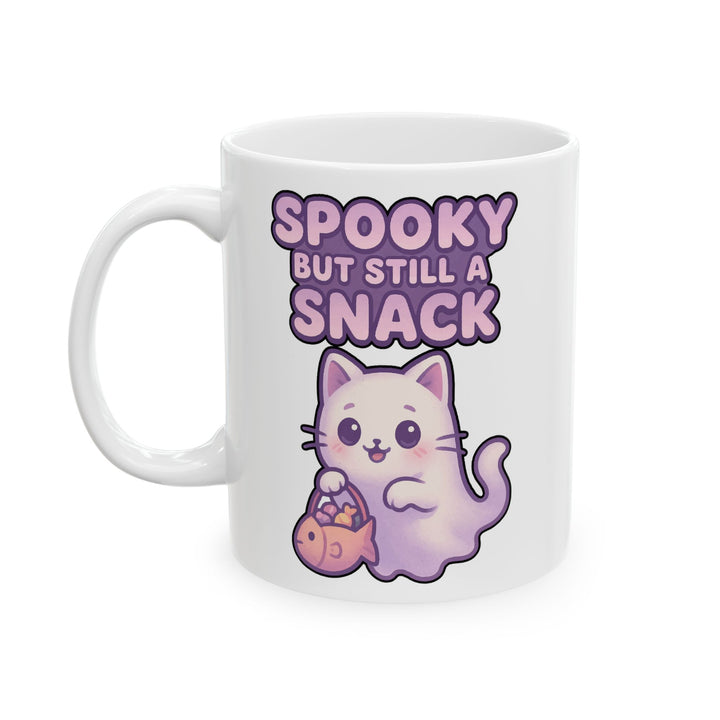 Spooky Snack Ceramic Mug - Perfect for Halloween, Coffee Lovers, Cute Gift, 11oz/15oz Mugs, Cat Lovers