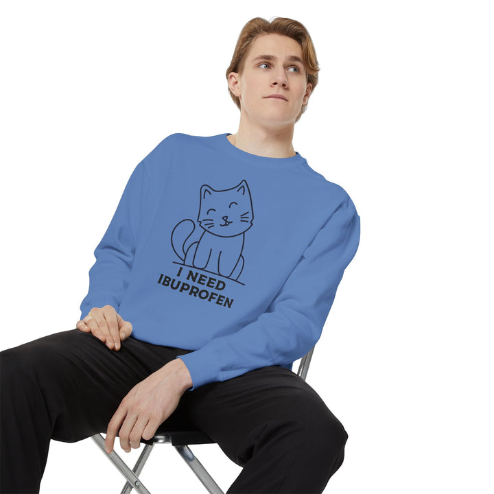 Cat-Themed Sweatshirt Featuring a Playful and Adorable Ghost Cat Holding a Candy Basket Cozy Gift for Cat Lovers Cute Animal Sweatshirt Funny Pet Apparel
