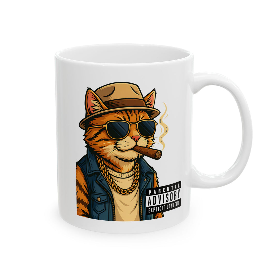 Cool Cat Ceramic Mug - Quirky Animal Lover Gift, Coffee Mug, Fun Tea Cup, Unique Kitchen Decor, Gift for Cat Owners