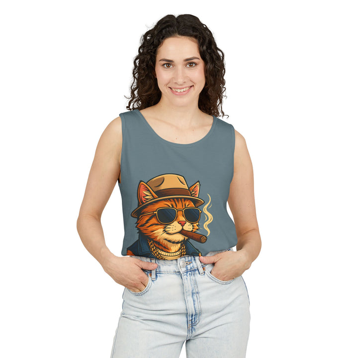 Cool Cat Unisex Tank Top - Funny Cat Graphic Tee, Summer Wear, Gift for Cat Lovers, Beach Party Essential, Casual Streetwear