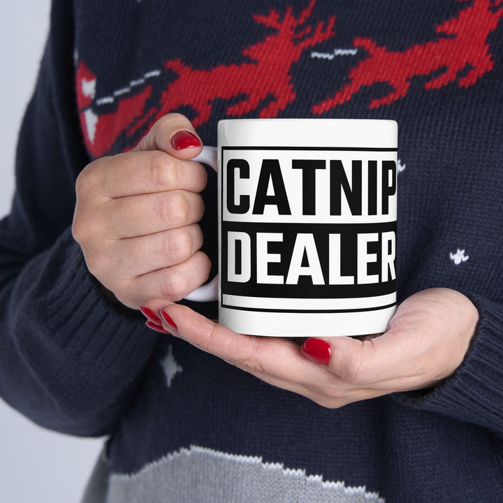 Catnip Dealer Ceramic Mug - Fun Gift for Cat Lovers, Perfect for Birthdays, Animal Enthusiasts, Home & Office Decor, Funny Coffee Cup
