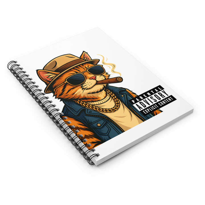 Cool Cat Spiral Notebook - Parental Advisory, Cat Lover Gift, Unique Writing Journal, Fun Office Supply, College Accessories