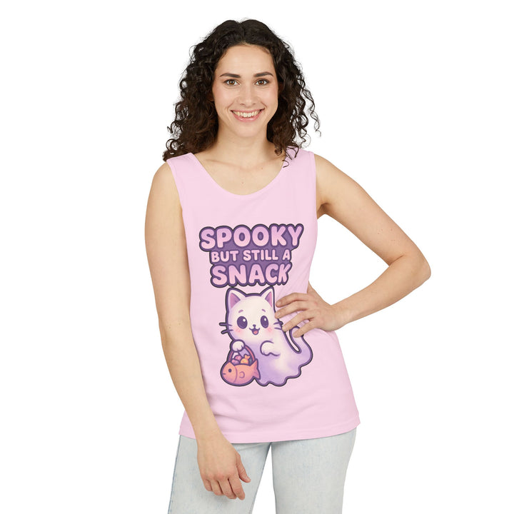 Spooky Snack Unisex Tank Top, Cute Cat Shirt, Halloween Apparel, Casual Wear, Gift for Cat Lovers, Summer Style