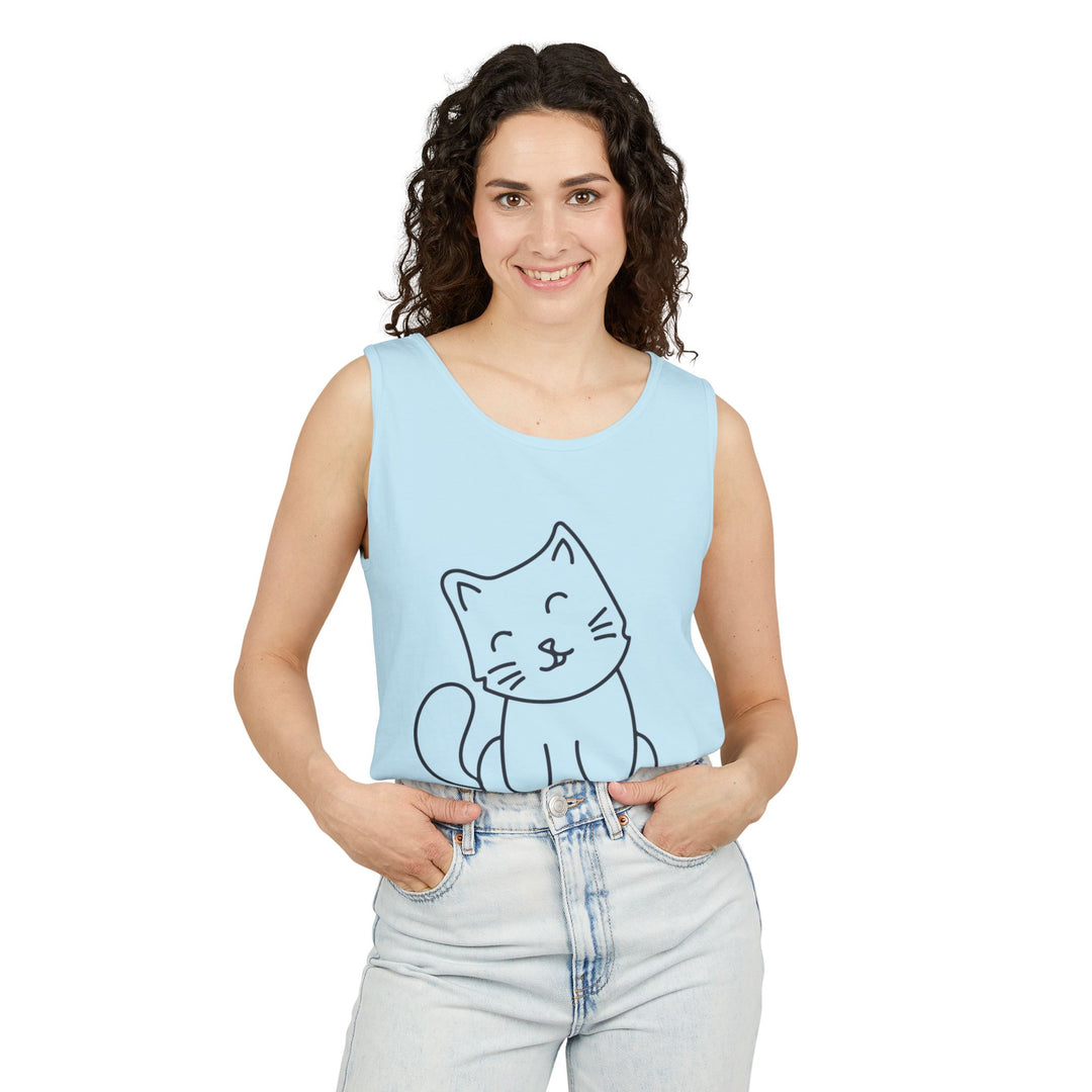 Funny Cat Tank Top, Summer Tee, Gifts for Cat Lovers, Cute Animal Apparel, Relaxing Casual Wear, Women's Funny Shirt