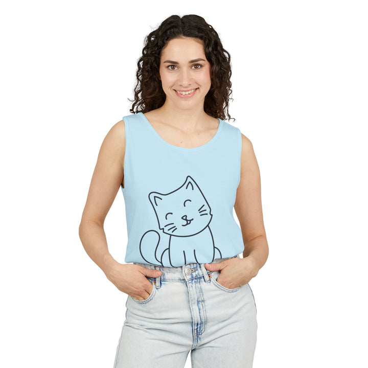 Funny Cat Tank Top, Summer Tee, Gifts for Cat Lovers, Cute Animal Apparel, Relaxing Casual Wear, Women's Funny Shirt