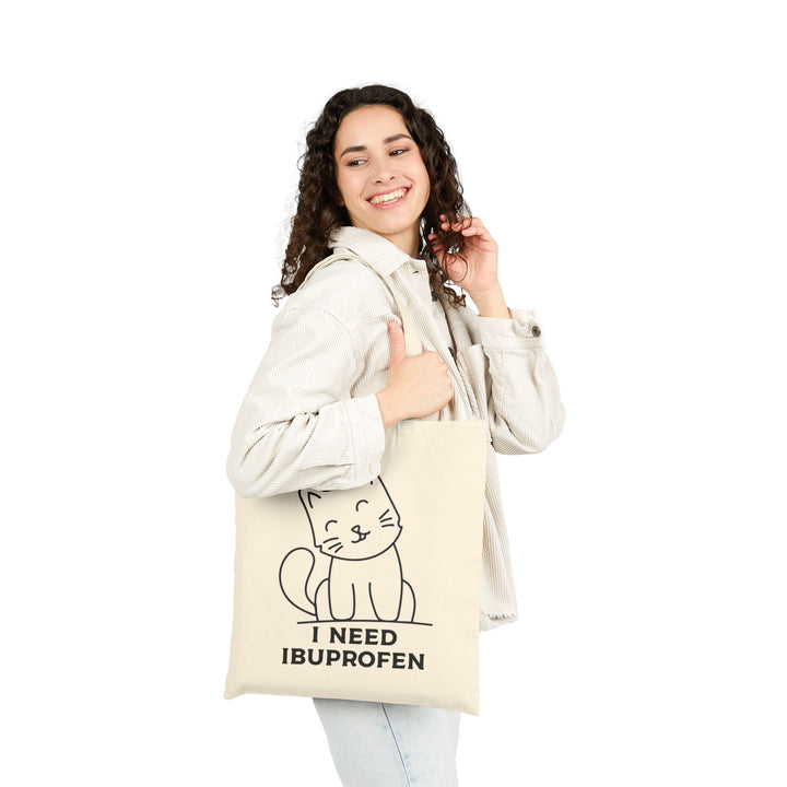 Funny Cat Tote Bag, I Need Ibuprofen Bag, Gift for Cat Lovers, Cute Canvas Grocery Bag, Humor Bag for Nurses, Eco-Friendly Shopping Tote