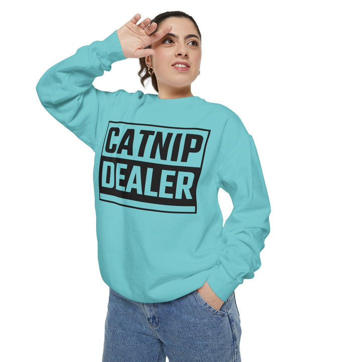 Catnip Dealer Sweatshirt Featuring a Bold and Humorous Black and White Typographic Design for Cat Lovers and Pet Owners Perfect Gift for Cat Parents Unisex Sweater for Every Season