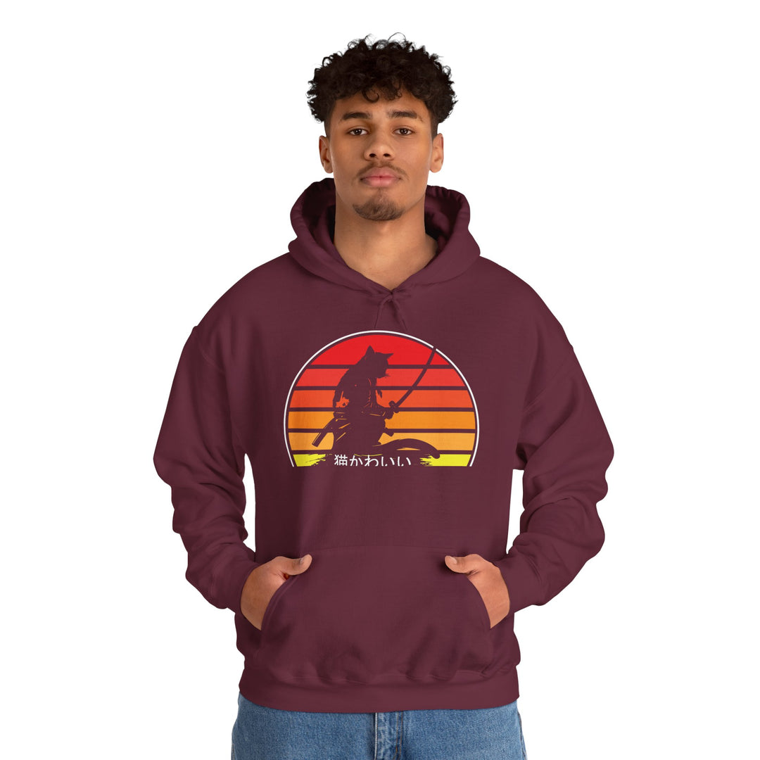Samurai Cat Sunset Hoodie