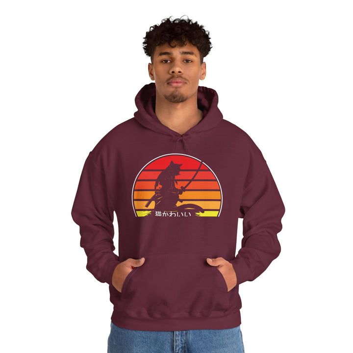Samurai Cat Sunset Hoodie
