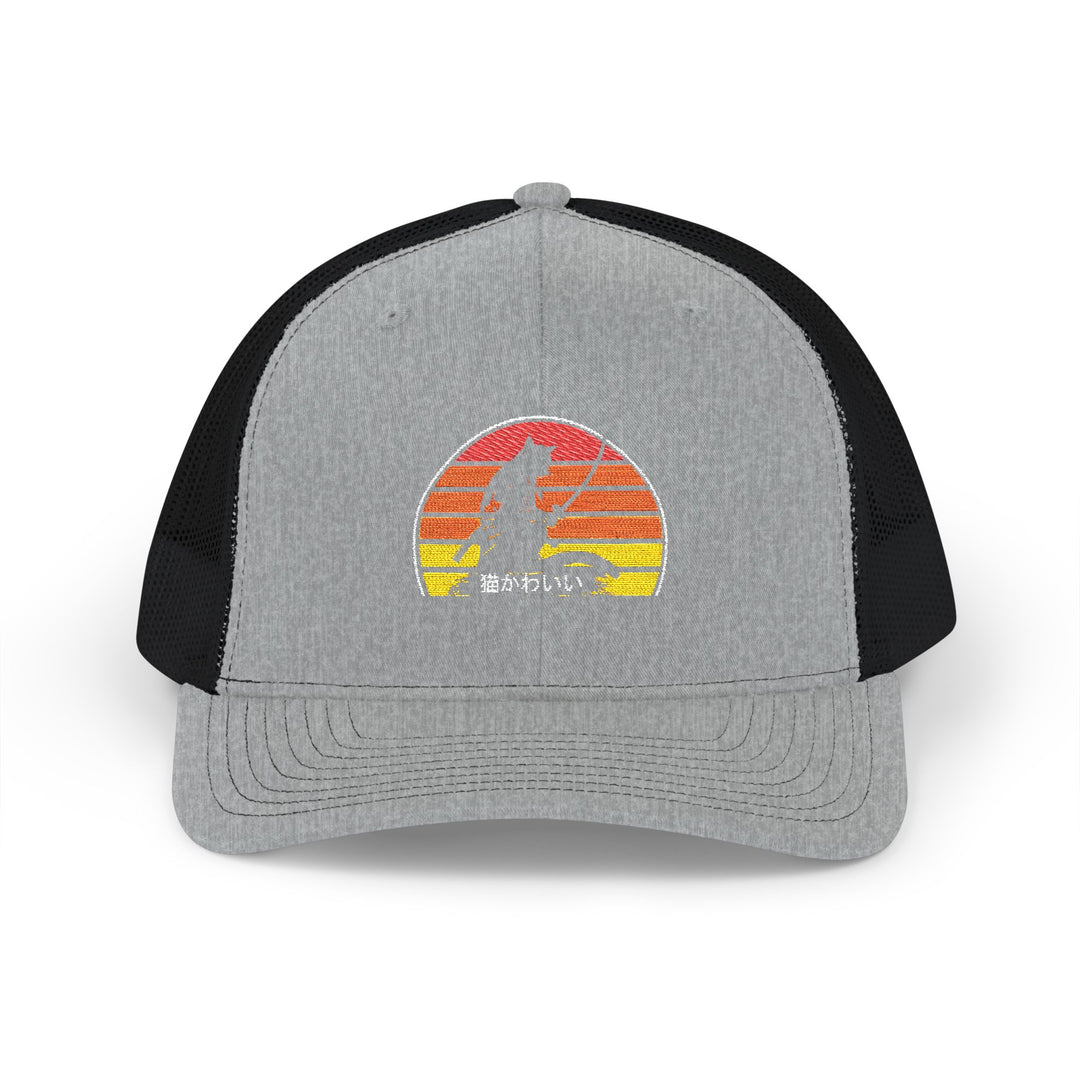 Retro Sunset Snapback Trucker Cap, Outdoor Cap, Summer Fashion Hat, Gift for Him & Her, Festival Accessory, Embroidered Cap