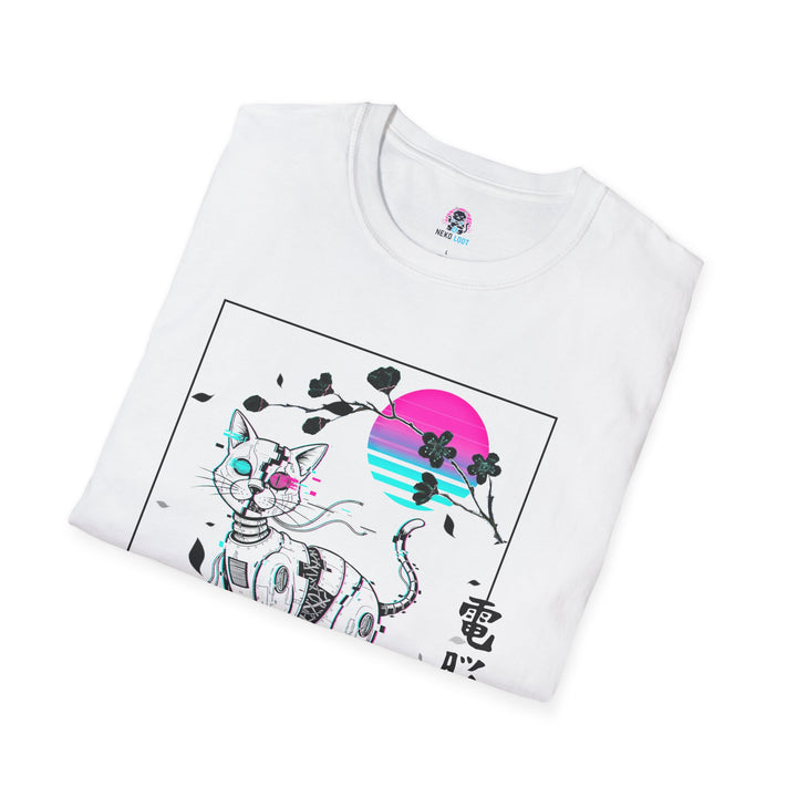 Glitchy Retro Cat-Inspired Unisex Softstyle T-Shirt