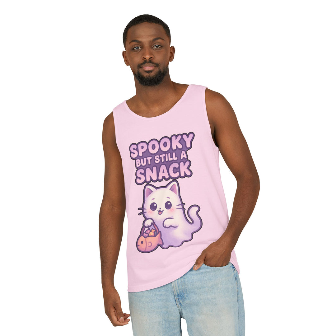Spooky Snack Unisex Tank Top, Cute Cat Shirt, Halloween Apparel, Casual Wear, Gift for Cat Lovers, Summer Style