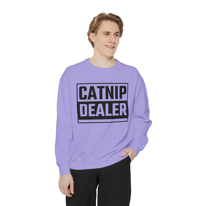 Catnip Dealer Sweatshirt Featuring a Bold and Humorous Black and White Typographic Design for Cat Lovers and Pet Owners Perfect Gift for Cat Parents Unisex Sweater for Every Season