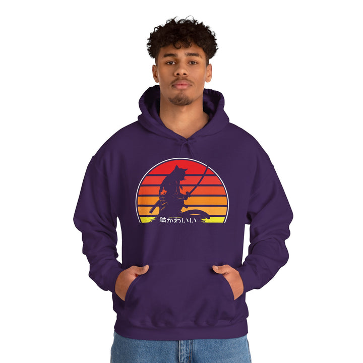 Samurai Cat Sunset Hoodie