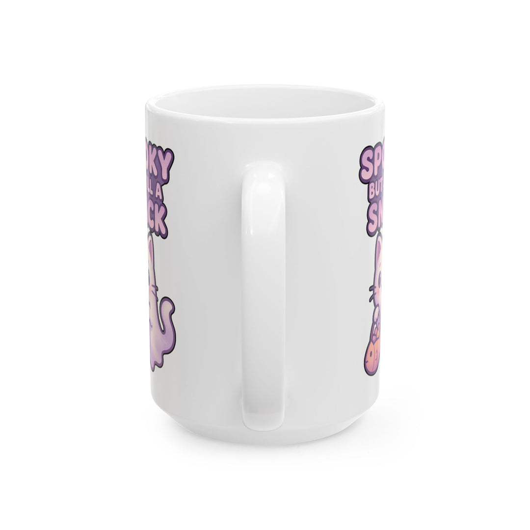 Spooky Snack Ceramic Mug - Perfect for Halloween, Coffee Lovers, Cute Gift, 11oz/15oz Mugs, Cat Lovers