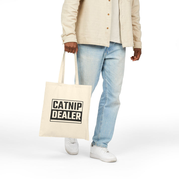 Funny Catnip Dealer Tote Bag, Eco-Friendly Shopping Bag, Pet Lover Gift, Reusable Grocery Tote, Cat Mom Accessory, Lightweight Everyday Bag