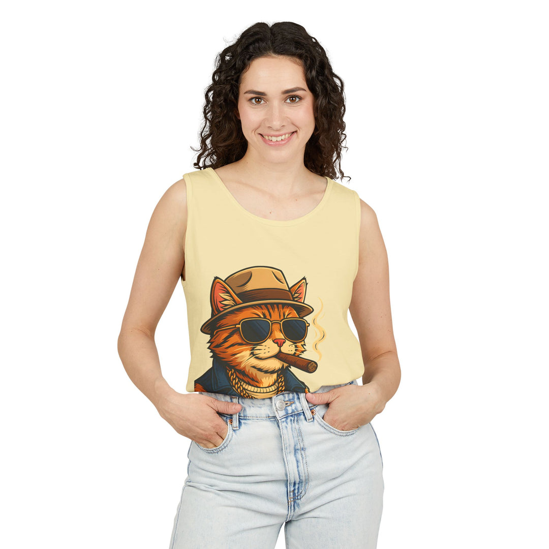 Cool Cat Unisex Tank Top - Funny Cat Graphic Tee, Summer Wear, Gift for Cat Lovers, Beach Party Essential, Casual Streetwear