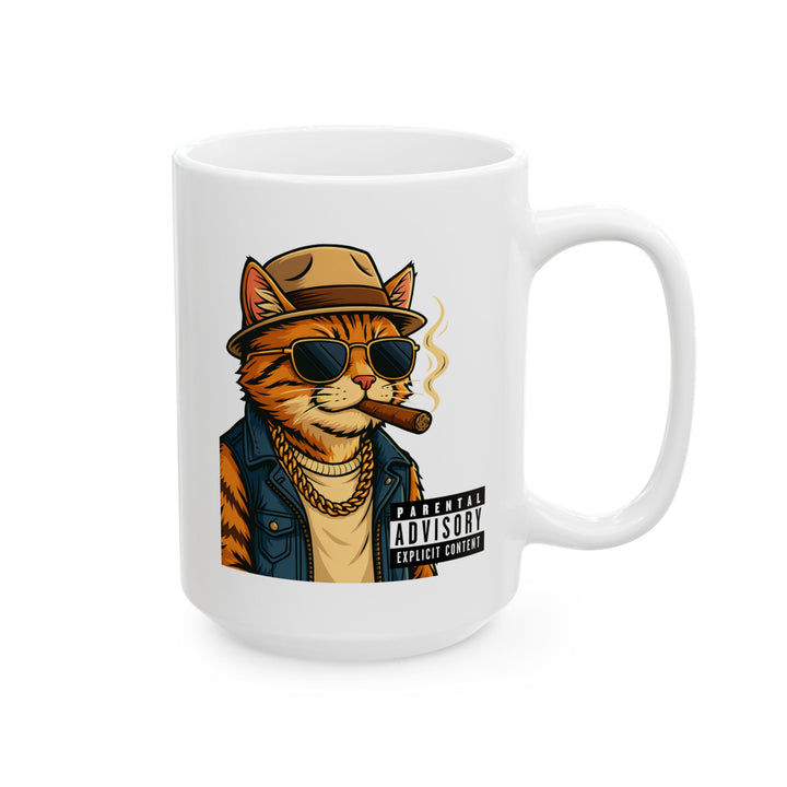 Cool Cat Ceramic Mug - Quirky Animal Lover Gift, Coffee Mug, Fun Tea Cup, Unique Kitchen Decor, Gift for Cat Owners