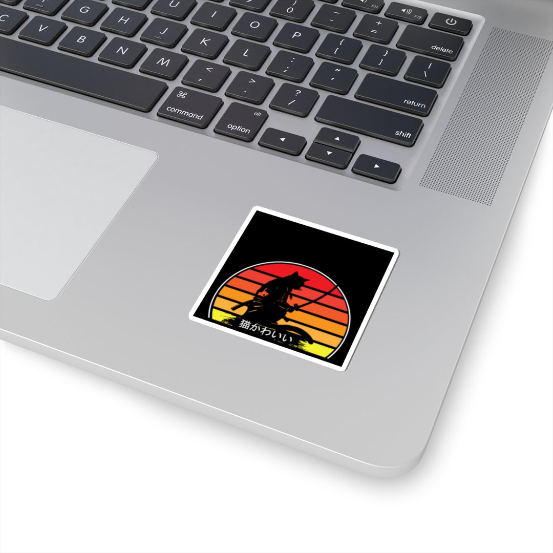 Samurai Cat Sunset Sticker
