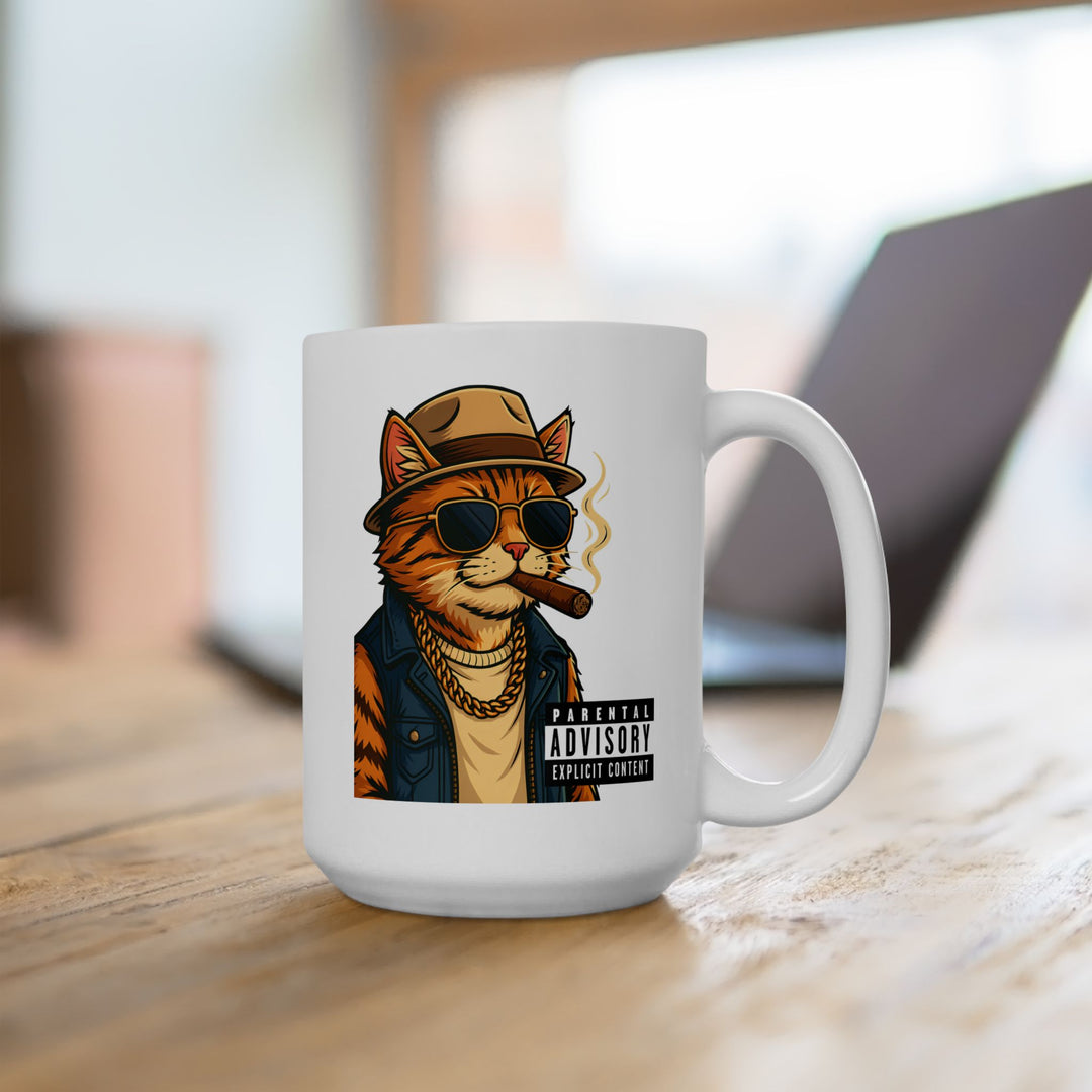 Cool Cat Ceramic Mug - Quirky Animal Lover Gift, Coffee Mug, Fun Tea Cup, Unique Kitchen Decor, Gift for Cat Owners