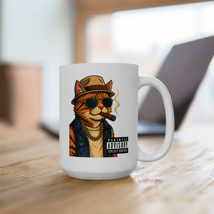 Cool Cat Ceramic Mug - Quirky Animal Lover Gift, Coffee Mug, Fun Tea Cup, Unique Kitchen Decor, Gift for Cat Owners