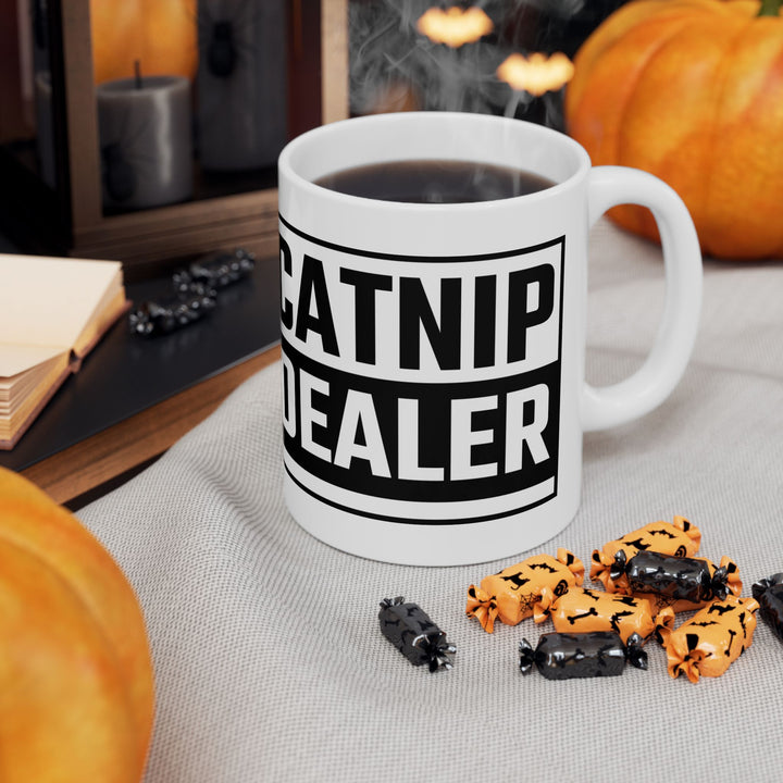 Catnip Dealer Ceramic Mug - Fun Gift for Cat Lovers, Perfect for Birthdays, Animal Enthusiasts, Home & Office Decor, Funny Coffee Cup
