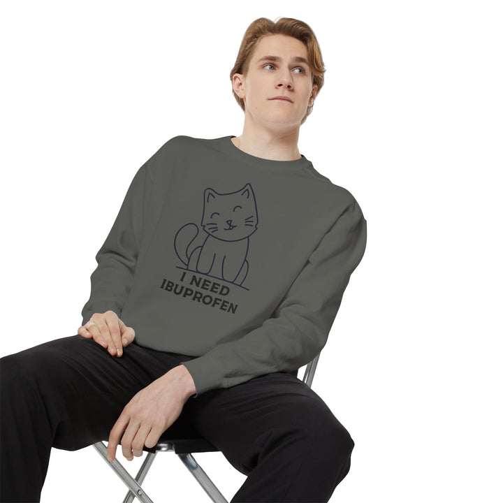 Cat-Themed Sweatshirt Featuring a Playful and Adorable Ghost Cat Holding a Candy Basket Cozy Gift for Cat Lovers Cute Animal Sweatshirt Funny Pet Apparel