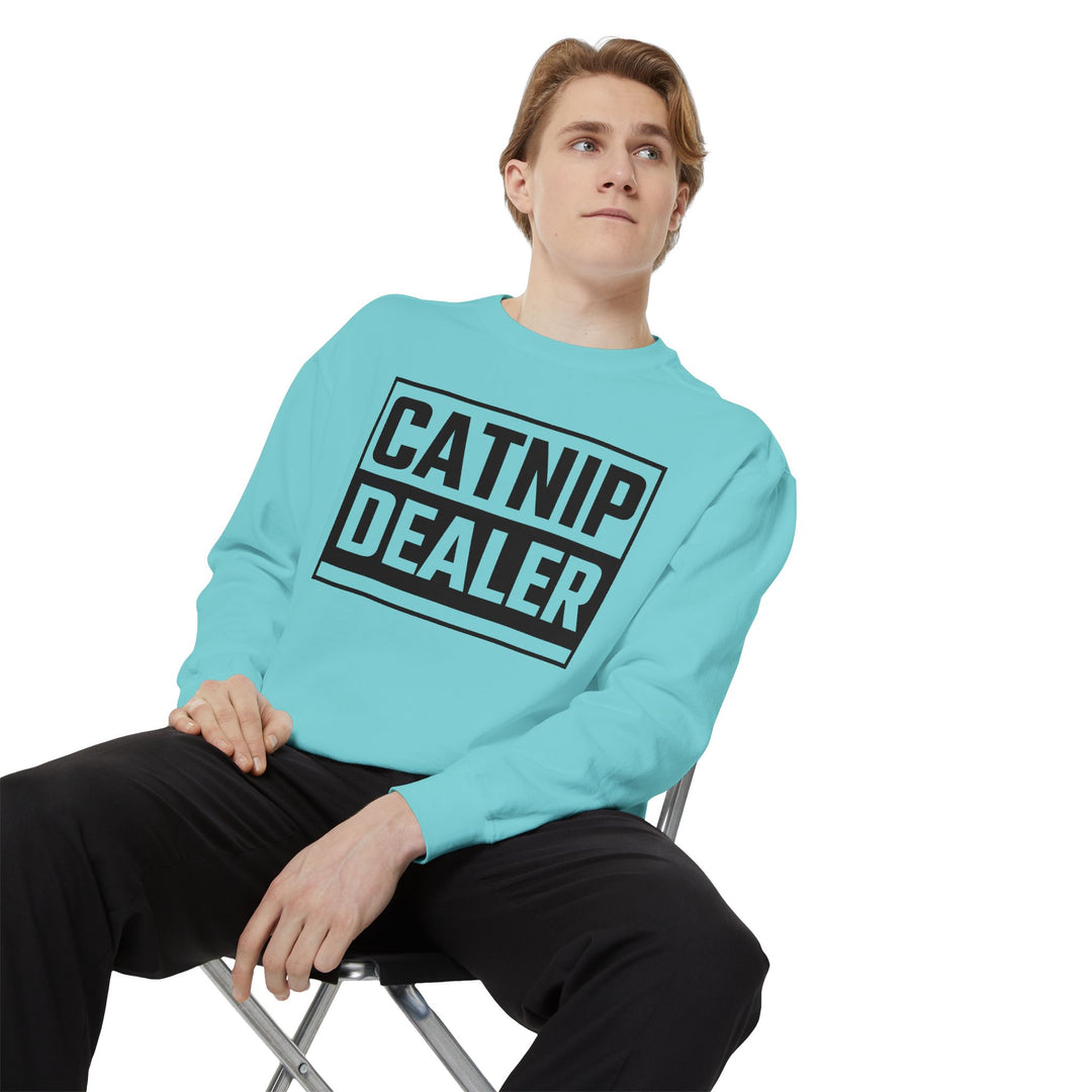 Catnip Dealer Sweatshirt Featuring a Bold and Humorous Black and White Typographic Design for Cat Lovers and Pet Owners Perfect Gift for Cat Parents Unisex Sweater for Every Season