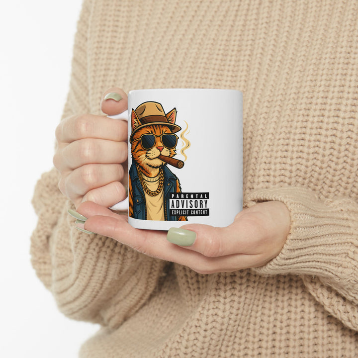 Cool Cat Ceramic Mug - Quirky Animal Lover Gift, Coffee Mug, Fun Tea Cup, Unique Kitchen Decor, Gift for Cat Owners
