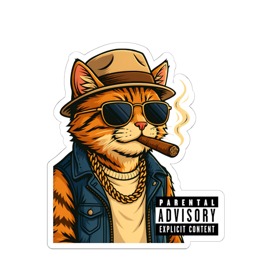Cool Cat Kiss-Cut Stickers | Funky Cat Art for Laptop, Water Bottle, Notebooks, Parental Advisory Fun