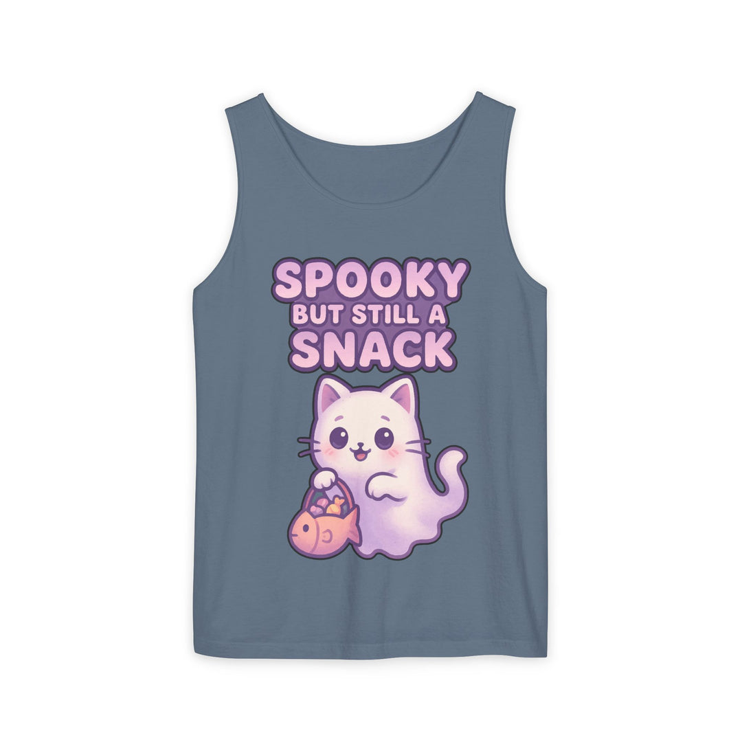 Spooky Snack Unisex Tank Top, Cute Cat Shirt, Halloween Apparel, Casual Wear, Gift for Cat Lovers, Summer Style