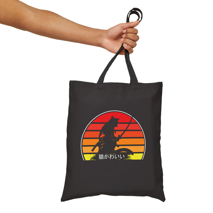 Retro Sunset Wolf Tote Bag, Eco-Friendly Shopping Bag, Gift for Animal Lovers, Beach Bag, Canvas Grocery Tote