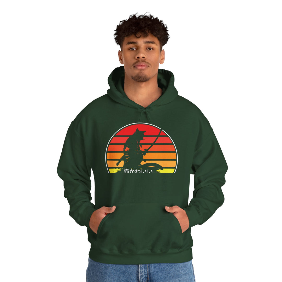 Samurai Cat Sunset Hoodie