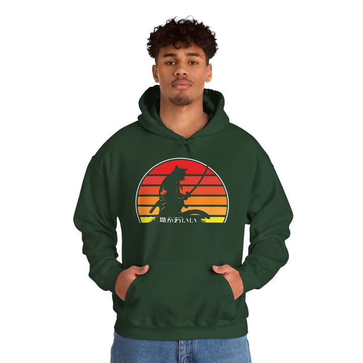 Samurai Cat Sunset Hoodie