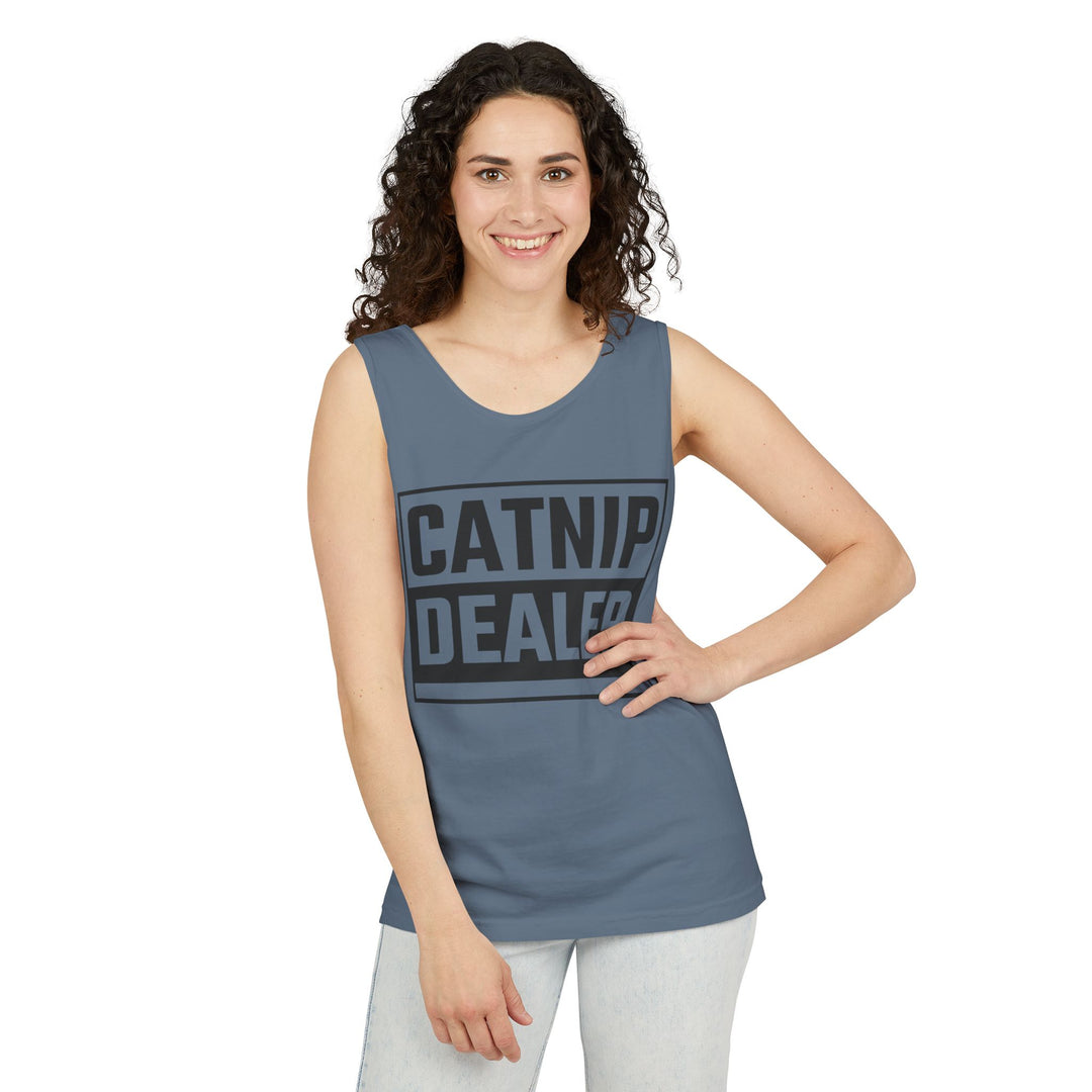 Catnip Dealer Tank Top, Funny Pet Lover Gift, Summer Sleepwear, Cat Mom Shirt, Unisex Casual Wear