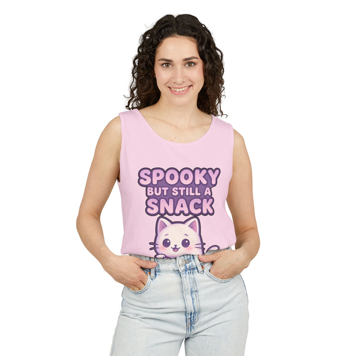 Spooky Snack Unisex Tank Top, Cute Cat Shirt, Halloween Apparel, Casual Wear, Gift for Cat Lovers, Summer Style